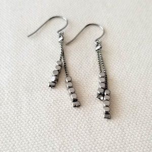 Silver-Toned Beaded Drop Earrings
